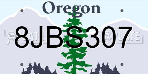 8JBS307 Oregon License Plate