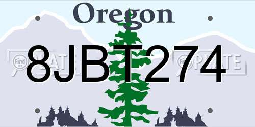 8JBT274 Oregon License Plate