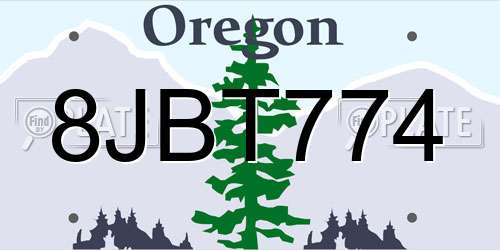 8JBT774 Oregon License Plate
