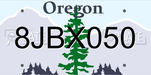 8JBX050 Oregon License Plate