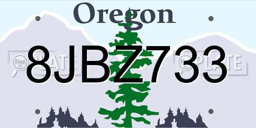 8JBZ733 Oregon License Plate