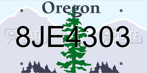 8JE4303 Oregon License Plate
