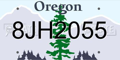 8JH2055 Oregon License Plate