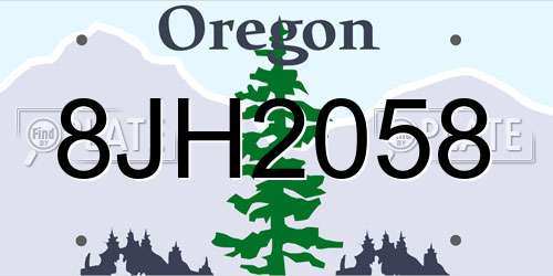 8JH2058 Oregon License Plate