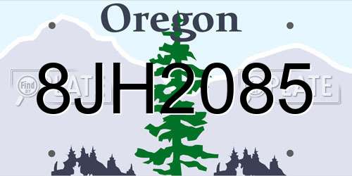 8JH2085 Oregon License Plate