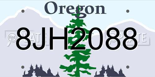 8JH2088 Oregon License Plate