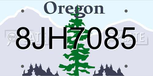 8JH7085 Oregon License Plate