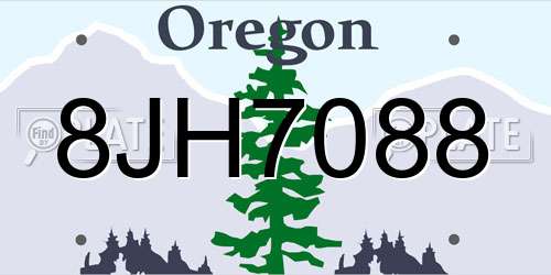 8JH7088 Oregon License Plate