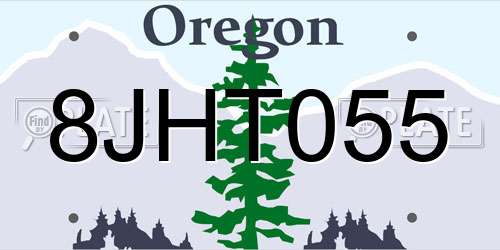 8JHT055 Oregon License Plate