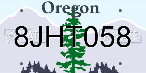 8JHT058 Oregon License Plate