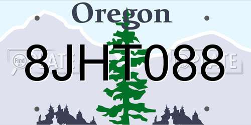 8JHT088 Oregon License Plate
