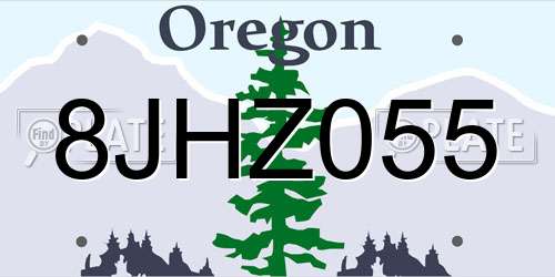 8JHZ055 Oregon License Plate