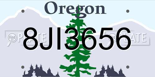 8JI3656 Oregon License Plate