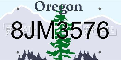 8JM3576 Oregon License Plate