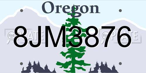 8JM3876 Oregon License Plate
