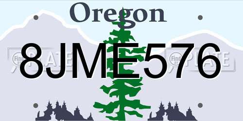 8JME576 Oregon License Plate