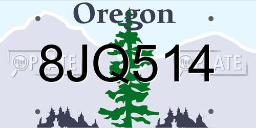 8JQ514 Oregon License Plate