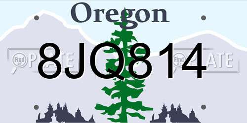 8JQ814 Oregon License Plate