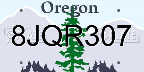8JQR307 Oregon License Plate