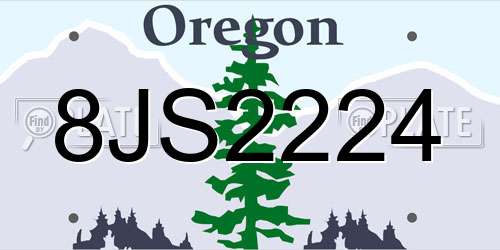 8JS2224 Oregon License Plate
