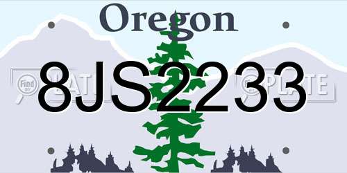 8JS2233 Oregon License Plate