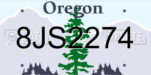 8JS2274 Oregon License Plate