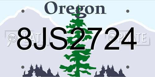 8JS2724 Oregon License Plate