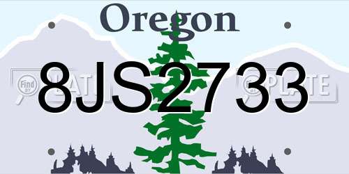8JS2733 Oregon License Plate