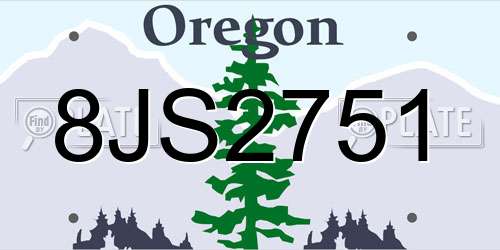8JS2751 Oregon License Plate