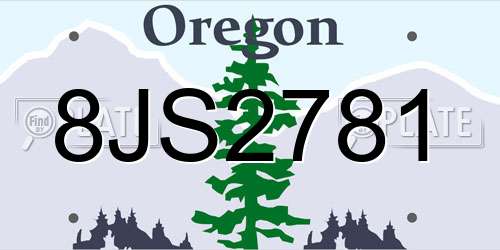 8JS2781 Oregon License Plate