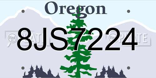 8JS7224 Oregon License Plate