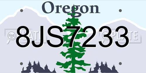 8JS7233 Oregon License Plate