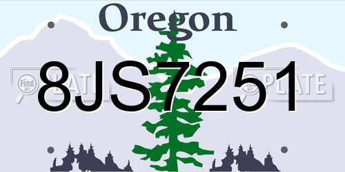 8JS7251 Oregon License Plate