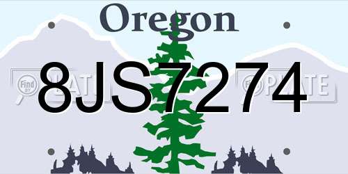 8JS7274 Oregon License Plate