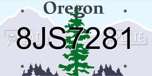 8JS7281 Oregon License Plate