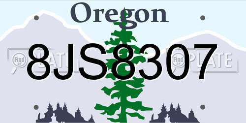 8JS8307 Oregon License Plate
