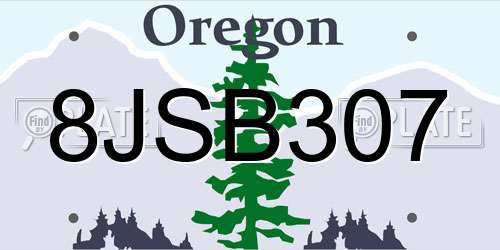 8JSB307 Oregon License Plate