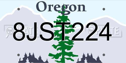 8JST224 Oregon License Plate