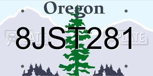 8JST281 Oregon License Plate