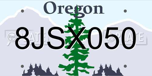8JSX050 Oregon License Plate