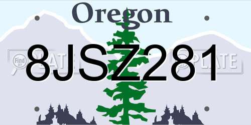 8JSZ281 Oregon License Plate