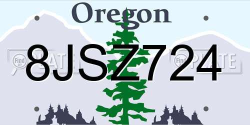 8JSZ724 Oregon License Plate