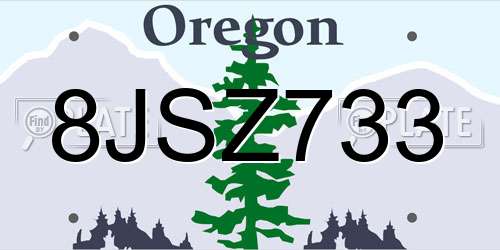 8JSZ733 Oregon License Plate