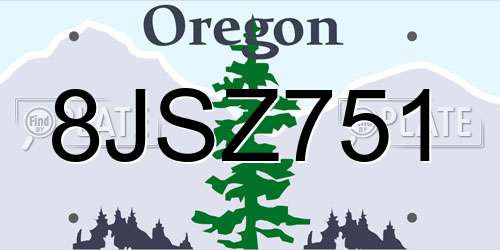 8JSZ751 Oregon License Plate