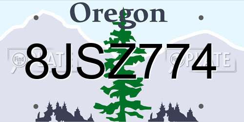 8JSZ774 Oregon License Plate