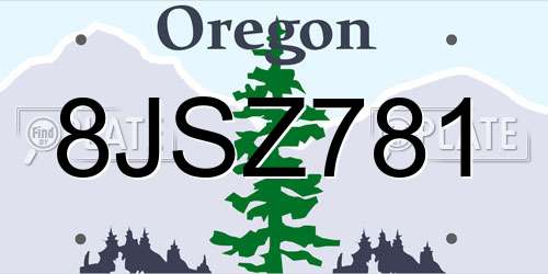 8JSZ781 Oregon License Plate