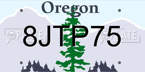 8JTP75 Oregon License Plate