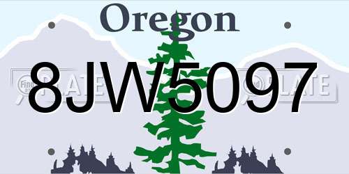 8JW5097 Oregon License Plate