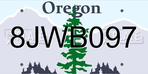 8JWB097 Oregon License Plate