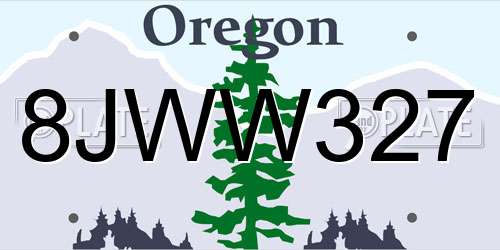 8JWW327 Oregon License Plate